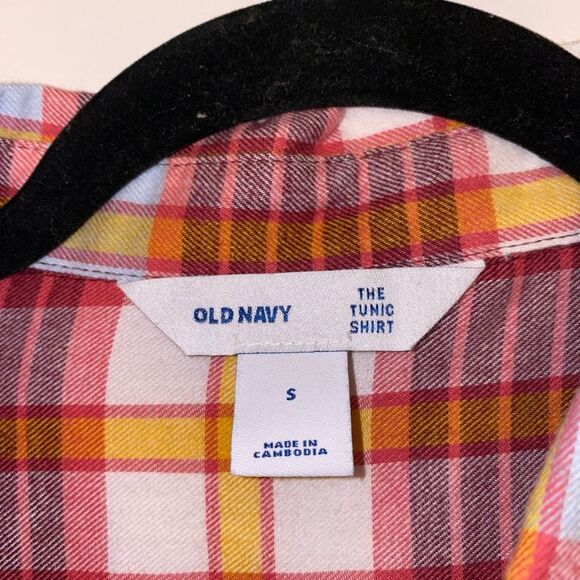 Old Navy Flannel Tunic Shirt Button Down Collared Plaid Womens Small NWT - Picture 3 of 4